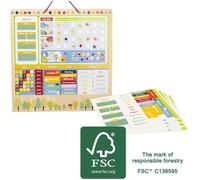 small foot 11460 Calendrier magnétique "Educate", tableau d'apprentissage en bois certifié FSC®100%, planning journalier pour enfants