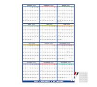 Calendrier effaçable à sec 2025, calendrier effaçable à sec de 12 mois 2025 - Calendrier mensuel mural avec marqueurs, à et humide de 12 mois pour planifier les