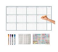 Calendrier Effaçable À Sec - Planificateur Réutilisable Avec Marqueurs Magnétiques Et Autocollants, Calendrier Mural De Bureau | 140x86 Cm, Tableau Mémo Géant Inscriptible Pour Hommes Femmes Étudiants
