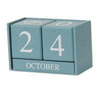 Calendrier en blocs, calendrier perpétuel 6, 1x3x3, 9 pour affichage de la date du mois, petit bureau en bois, blocs de bureau réutilisables pour la maison, le, la ferme, bleu, ornements jard