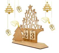 Calendrier en bois avec inscription « Countdown To Christmas » - Décoration de bureau - Décoration de fête d'hiver - Lettre creuse