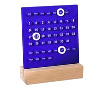 Calendrier en bois CheoTime pour les enfants, calendrier manuel éducatif avec ABS Cartes durables outil d'apprentissage préscolaire pour la planification des enfants (Bleu)