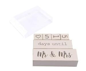 Calendrier en Bois Compte à Rebours Mariage Décoration de Bureau Moderne | Accent Décoratif pour Étagère ou Chambre, Présent aux Fiancés, Création DIY, Posé sur Surfaces Planes, Jour des Noces
