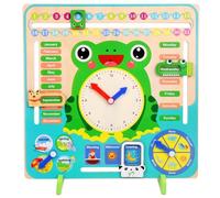 Calendrier en Bois Horloge,Enfants Tous Les Jours Temps Cognition Jouet, Saison Météo Calendrier Horloge,éducatifs Jouets Cadeau