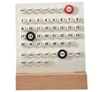 Calendrier en bois premium, affichage de date du mois Calendrier perpétuel avec base en bois, bricolage Ring un calendrier de date, calendrier de bureau en bois réutilisable pour le bureau de bureau