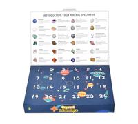 Calendrier en cristal - Boîte de compte à rebours de 24 jours - Kit de l'Avent avec pierres précieuses naturelles | Échantillons minéraux authentiques, cadeau éducatif et à collectionner, emballage