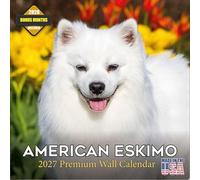 Calendrier Eskimo américain 2026 - Calendrier mural 16 mois de race de chien par MegaCalendars - Grands blocs quotidiens, papier épais sans bavure, fabriqué aux États-Unis
