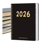 Calendrier et planificateur 2026 - Carnet de 12 mois à spirale - Calendrier 2026 avec aperçu hebdomadaire et mensuel - Pour l'école, le travail académique, les femmes, les enseignants, la maison