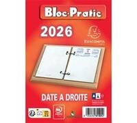 Exacompta Bloc éphéméride – Date à droite – 2026 – 8,2 x 12 cm – Rouge