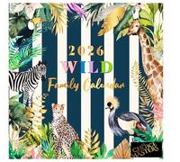 Calendrier familial 2024 mensuel à suspendre au mur avec cinq colonnes pour organiser la famille aux couleurs vives 2 styles - Into the Wild or Living Our Best Life (WILD)