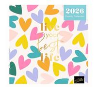 Calendrier familial 2026 mensuel à suspendre au mur avec cinq colonnes pour organiser la famille aux couleurs vives 2 styles - Into The Wild or Living Our Best Life (Best Life)