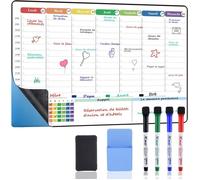 Calendrier Familial Adhesif Tableau Blanc Effacable,Planning Semaine Frigo/Mural emploi du temps,Idéal pour Calendrier de vie