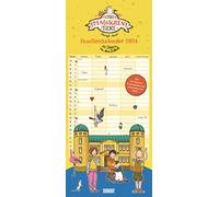 Calendrier familial de l'école des animaux magiques 2024 - Calendrier mural - Planning familial avec 5 colonnes - Format 22 x 49,5 cm