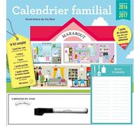 Calendrier familial septembre 2016-décembre 2017: Avec un feutre à aimanter avec bouchon effaceur