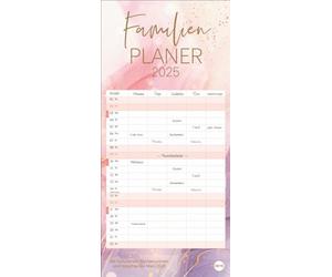 Calendrier familial Watercolor 2025 : grand calendrier familial avec beaucoup d'espace pour les rendez-vous et beau design : outil d'organisation et accroche-regard en un ! Calendrier 2025 avec 5