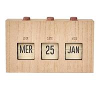 Calendrier Flip Flap en Bois Brut Élément Décoratif Fonctionnel pour Salon ou Bureau Dimensions 30x15 cm Teintes Marron et Noir