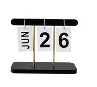 Calendrier flip quotidien perpétuel pour le bureau, calendrier de bureau quotidien réutilisable moderne en bois debout pour ménage de bureau, 7.87x3.15x6.30in (Black)