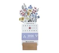 Calendrier floral - 19,7 x 9,3 x 3 cm - Affichage mensuel - Organiseur de bureau - Tableau décoratif - Tracker de date pratique pour fenêtre, cabinet, comptoir de fête, décoration