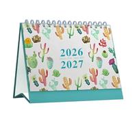 Calendrier floral de table 2026-2027 - Calendrier à feuilles mobiles à motif végétal de 18 ans | Mini style anglais pour l'école, le bureau et la maison, agenda de bureau vertical avec