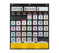 Calendrier graphique avec 89 leçons de cartes, calendrier, 20,07 x 23,62 cm, sac mural, pour l'apprentissage du calendrier, noir