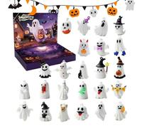 Calendrier Halloween Décompte | 24 figurines fantômes cartoon | Calendrier de l'Avent Halloween avec Compte à Rebours | pour Adultes Étudiants Classe Prix Faveurs de Fête Décoration Maison