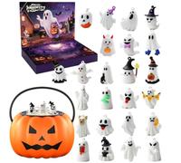 Calendrier Halloween Décompte | 24 Figurines Fantômes Mignonnes | Calendrier de l'Avent Halloween compte à rebours | pour Adultes Étudiants Classe Prix Faveurs de Fête Décoration Maison