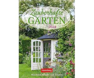 Calendrier hebdomadaire 2024 « Jardins enchantés » - Calendrier mural décoratif à écrire avec 53 photos et citations romantiques sur le jardin - Calendrier mural 2024-16,5 x 23 cm - Avec citations