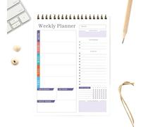 Calendrier hebdomadaire à spirales - Agenda non daté - Planificateur de cuisine avec notes faciles, organiseur de salon avec style compact, carnet d'étude avec emploi du temps pour la maison, l'école