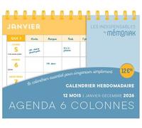 Calendrier hebdomadaire janvier-décembre 2026 - Agenda 6 colonnes