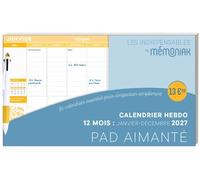Calendrier hebdomadaire janvier-décembre 2027 - Pad aimanté avec stylo 4 couleurs - Collectif - Editions 365 - broché - Calendrier