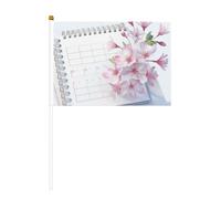 Calendrier imprimé double face Drapeaux à main décoratifs pour intérieur et extérieur Sports Jeux Festival Événements Drapeau