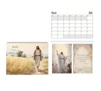Calendrier Jésus-Christ 2025 | Calendrier mensuel d'art spirituel | Calendrier mural inspirant avec la beauté de la nature, blocs de vacances et affirmations positives pour la maison, l'église ou le B