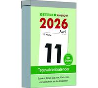 Calendrier journalier à anneaux XXL 2026 - 9,9x14,3 cm - 1 jour sur 1 page - avec des sudokus, des recettes, des énigmes et bien plus encore au verso - calendrier de bureau 313-0000