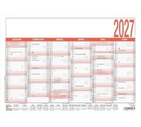 Calendrier journalier A4 2027 : grand calendrier de bureau 29,7 x 21 cm avec 6 mois par page, compteur de jours de travail, compteur journaliers et hebdomadaires, aperçu des vacances, idéal pour le