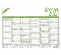 Calendrier journalier A4 Ange bleu 2027 : grand calendrier de bureau 29,7 x 21 cm avec 6 mois par page, certifié Ange bleu, compteur de jours de travail, compteur journaliers et hebdomadaires, aperçu