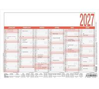 Calendrier journalier A5 2027 : calendrier de bureau 21 x 15 cm avec 6 mois par page, compteur de jours de travail, compteur journaliers et hebdomadaires, aperçu des vacances, idéal pour le bureau et