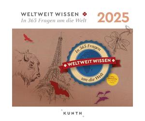 Calendrier KUNTH 2025 avec 365 questions sur le monde - Calendrier effaçable 365 jours - Inspiration quotidienne en image et texte - Calendrier à suspendre ou à poser.