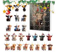 Calendrier L'Avent 2025 Vache Highland, 24 Jours Calendrier Noël Acrylique Compte Rebour Vache Highland, Calendriers L'Avent Mignons Vaches Highlands, Calendriers Noël Compte Rebour Vaches