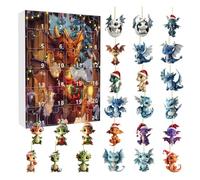 Calendrier L'Avent Dragon 2024, 24 Jours De Noël, Ensemble Jouets D'ornements Dragon À Collectionner, Calendrier Compte À Rebours Dragon En Acrylique 2D, Calendrier Pendentif Dinosaure Mignon 2024