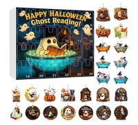 Calendrier l'Avent Halloween 2025 | Ensemble d'ornement lecture Halloween 2D | Calendrier du compte à rebours fantômes | Livre lecture fantôme effrayant Pendant suspension pour la voiture à domicile