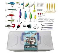 Calendrier l'Avent Noël pour articles pêche | Calendrier Avent Pêche 2023 | Calendrier l'Avent compte à rebours Noël 24 jours Leurres pêche | Ensemble d'accessoires pêche, cadeaux Noël pour mari, père