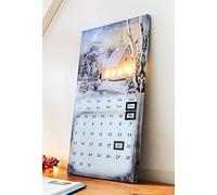 Calendrier LED "Eglise d'hiver" tableau mural avec éclairage, 30x50 cm, calendrier permanent, calendrier mural