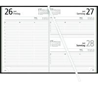 Calendrier livre noir 2026 - calendrier de bureau 14,5x21 cm - 7 jours sur 6 pages - couverture plastique matelassée - division des heures 7 - 19 - 873-0020