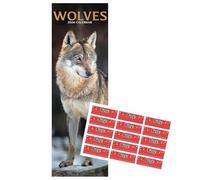 Calendrier Loups 2026 au format slim | Avec autocollants d’organisation offerts