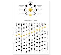 Calendrier lunaire 2025,2025 - Affiche murale - Décoration astrologique - Suivi de la lune - Affiche murale lunaire foncée - Décoration murale et art (30,5 x 45,1 cm, sans cadre)