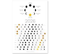 Calendrier lunaire 2026 doré à suspendre - Excellent comme cadeau unique, suivi de la lune, décoration et art, astrologie - Calendrier céleste pour la maison et le bureau Thankful Greetings