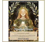 Calendrier magique 2026 de pleine conscience - Planificateur mural de 12 mois, art mural calme bien-être, organisateur d'objectifs quotidiens pour la maison/le bureau, la méditation et le suivi de