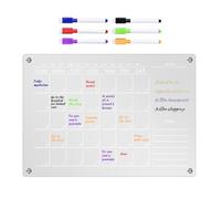 Calendrier Magnétique En Acrylique Frigo, 40x30cm/ 29,7x21cm Transparent Planificateur Hebdomadaire Magnétique Effaçable, Tableau Planning Mémo Semaine Avec 6 Stylo