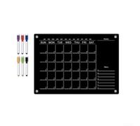 Calendrier magnétique en acrylique transparent avec marqueurs, support mémo effaçable à sec pour porte de réfrigérateur, noir (pour format A3)