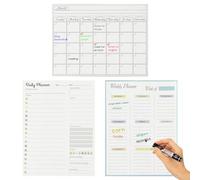 Calendrier Magnetique Frigo Ensemble, Tableau Magnetique Frigo Effacable, Planning Frigo Magnetique Comprend Mensuel, Hebdomadaire et Journalier, Tableau Frigo Magnétique 3 Pièces, Planning Semaine